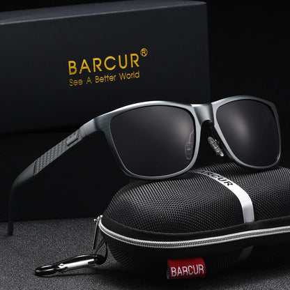 Sonnenbrille Al-Mg quadratisch UV400 polarisiert Ergonomie-Nasenstütze Herren