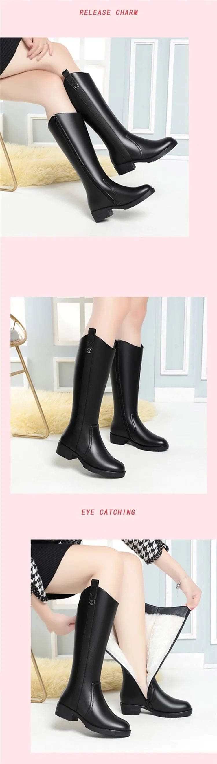AIYUQI Women Boots Winter 2025 New Large Size Genuine Leather Women Long Boots Natural Wool Western Cowboy Boots Ladies