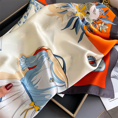 Damen Seidenschal quadratisch 70cm Halstuch Bandana Hijab Pashmina L
