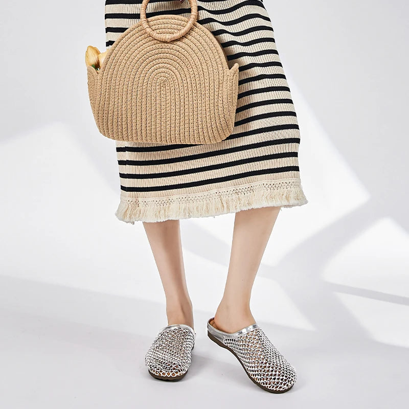 AIYUQI Frauen Geschlossene Zehen Hausschuhe 2025, Anti-slip Diamant Mesh Hausschuhe Für Frauen Große Größe Sommer Weibliche Schuhe