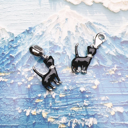 Damen-Charm-Anhänger schwarze Katze süß DIY Club aus Sterlingsilber