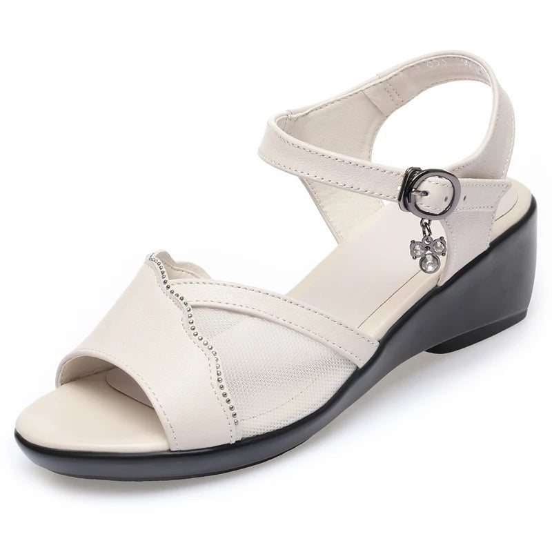Damen Rom Sandalen Echtes Leder Keil Gr. 41-43
