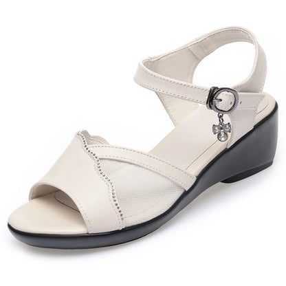 Damen Rom Sandalen Echtes Leder Keil Gr. 41-43