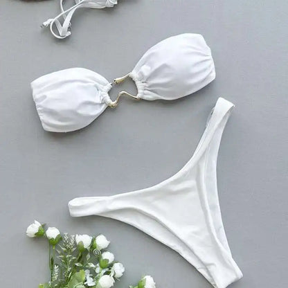 Gestreiftes, sexy Bikini-Set mit Push-up-Effekt – ideal für Strand und Pool