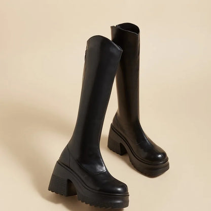AIYUQI High Heel Boots Women Autumn 2025 New Genuine Leather Platform Boots Women Skinny Leg 10cm Heel High Female Rider Boots