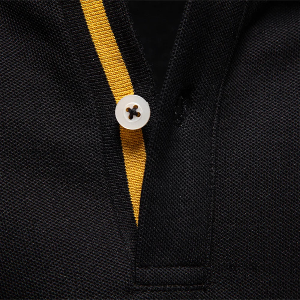 Premium Langarm Poloshirt Herren Atmungsaktiver Baumwollmix