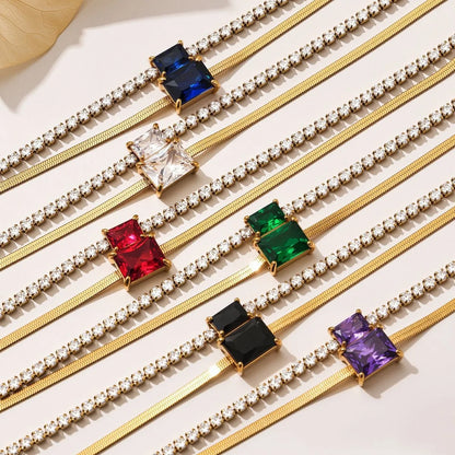 Damen-Armband Baguette-Zirkonia Doppelschicht