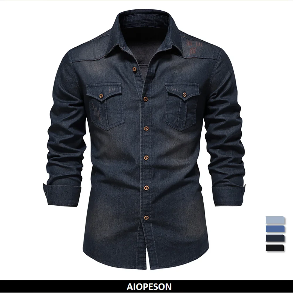 Herren Langarm Hemd aus elastischer Baumwolle im Casual Stil für Designer Kleidung