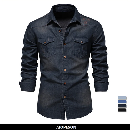 Herren Langarm Hemd aus elastischer Baumwolle im Casual Stil für Designer Kleidung