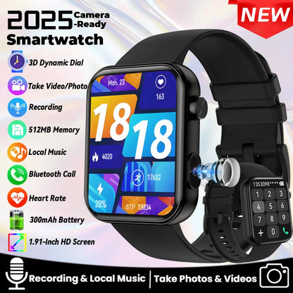 Smartwatch mit 3D Zifferblatt, Videoaufnahme und BT Anrufen für Erwachsene