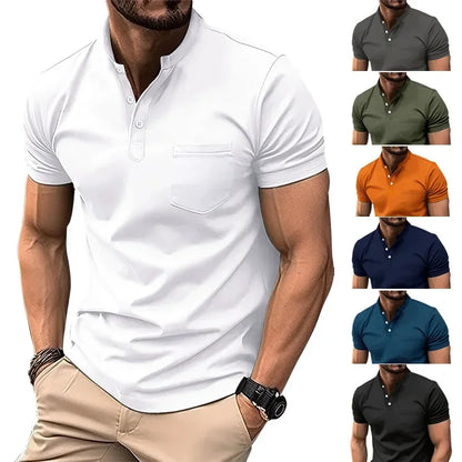 Herren-Polohemd mit doppeltem Stehkragen und kurzen Ärmeln – ideal für Sport im Herbst und Winter