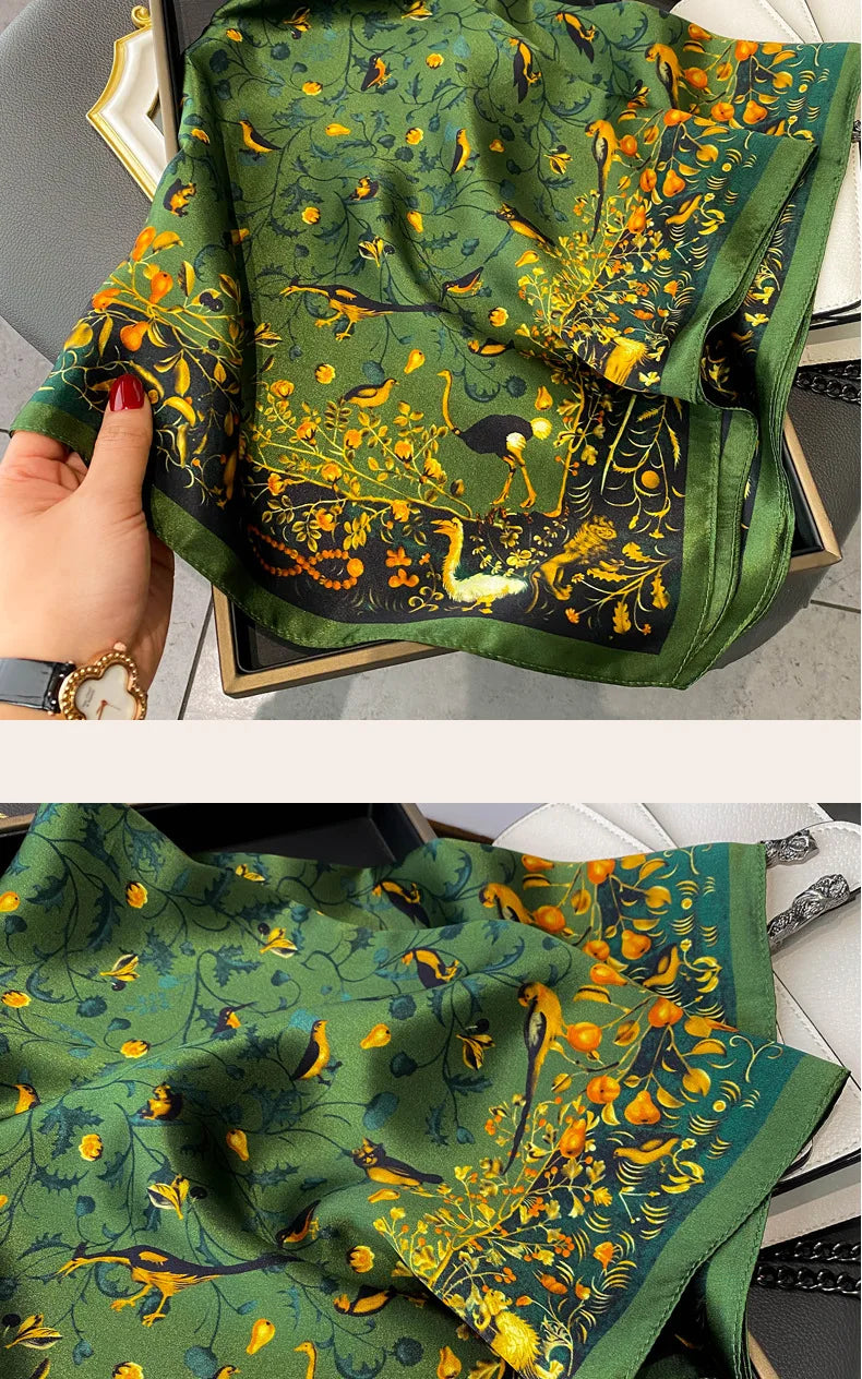 Damen Seidenschal quadratisch 68cm Halstuch Bandana Hijab Pashmina B