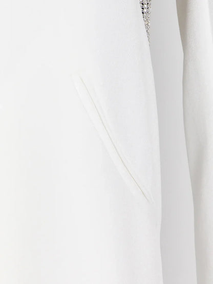 Elegantes Midi-Kleid mit Pailletten und Patchwork, schulterfrei und langärmelig – figurbetontes Design für Damen.