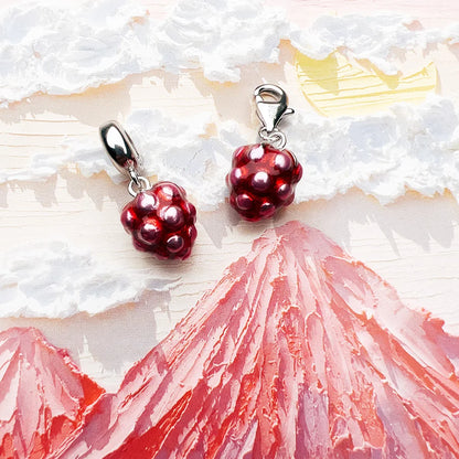 Damen-Charm-Anhänger rote Himbeere romantisch süß aus Sterlingsilber