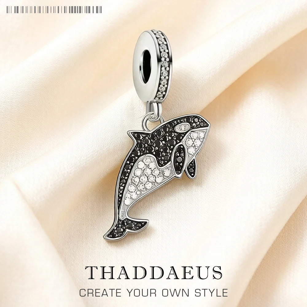 Damen-Charm-Anhänger Orca Wal Ozean aus Sterlingsilber