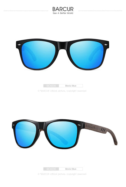 Sonnenbrille Walnussholz schwarz polarisiert UVA/B umweltfreundlich Herren