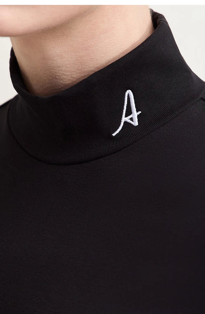 Damen Rollkragen-T-Shirt aus besticktem Fleece für warme Wintertage