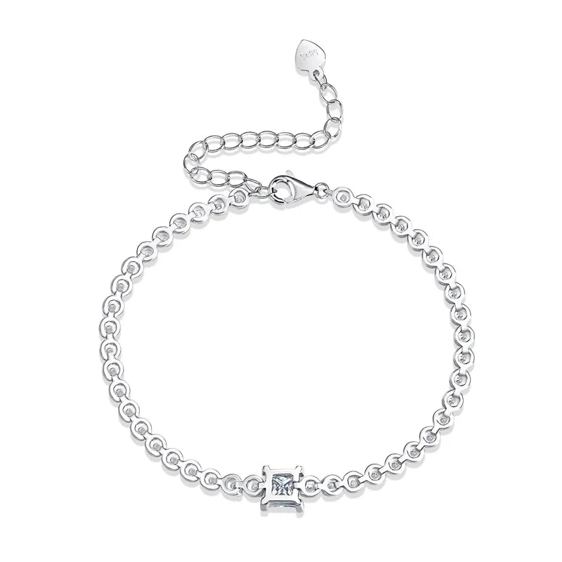 Damen-Tennisarmband Princess Cut mit Moissanit