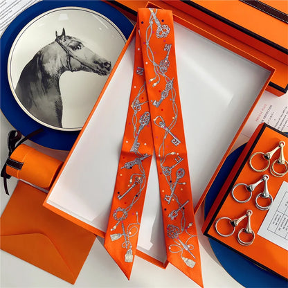 Damen Seidenschal klein quadratisch Haarband Halstuch Kopftuch Bandana E