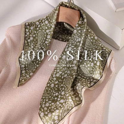 Damen Seidenschal klein quadratisch Haarband Kopftuch Halstuch Bandana