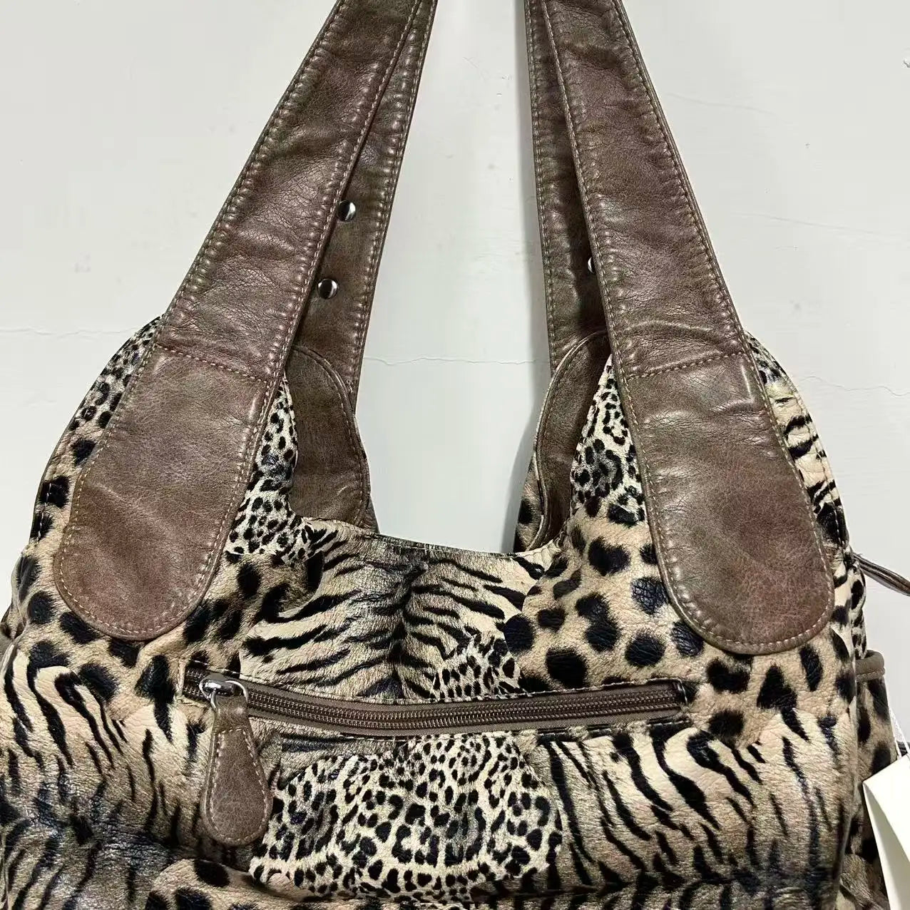 Damen-Handtasche Leopardenmuster Großes Fassungsvermögen Alltagstaugliche Schultertasche mit Viel Platz