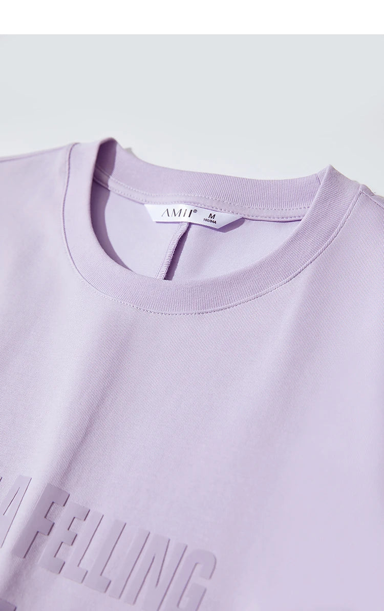 Damen T-Shirt aus Baumwolle mit lässigem O-Ausschnitt und breiten Schultern