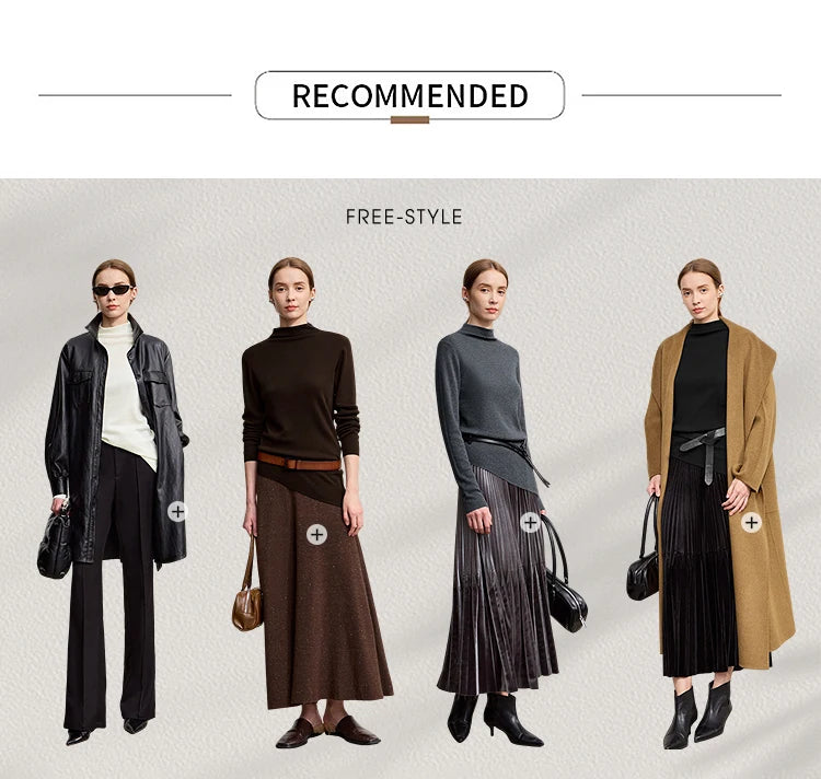 Amii-Pullover mit Halb-Rollkragen und asymmetrischem Saum, langärmlig