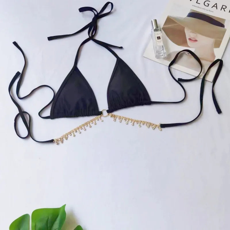 Dreiteiliges Damen-Bikini-Set mit Mesh-Design – ideal für Strand und Pool