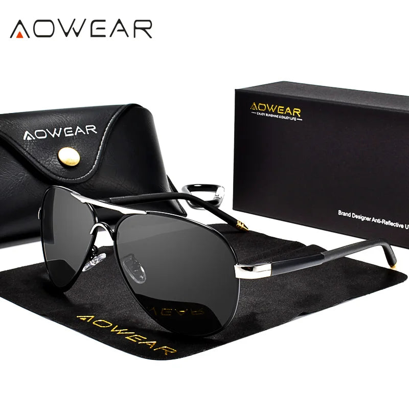 AOWEAR männer Luftfahrt Sonnenbrille Männer Polarisierte Spiegel Sonnenbrille für Mann HD Fahren Pilot Sonnenbrille lunettes de soleil homme