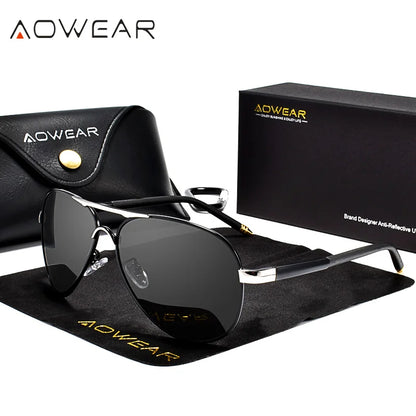 AOWEAR männer Luftfahrt Sonnenbrille Männer Polarisierte Spiegel Sonnenbrille für Mann HD Fahren Pilot Sonnenbrille lunettes de soleil homme
