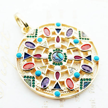 Damen-Charm-Anhaenger Amulett golden bunt aus Sterlingsilber