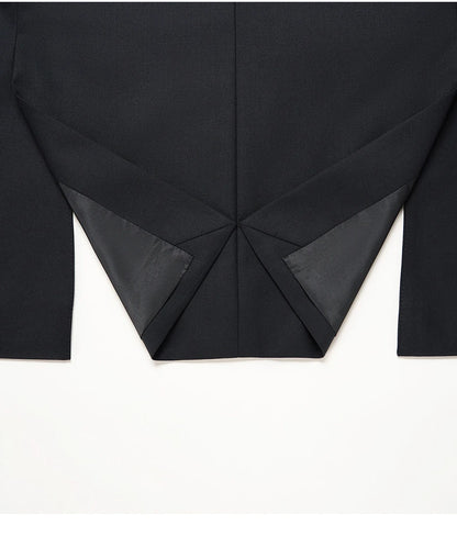 Doppelreihiger Herrenanzug im Korea-Stil – Slim Fit mit Streifenmuster in Blau, Grau, Schwarz oder Braun, ideal für Hochzeiten und formelle Anlässe.