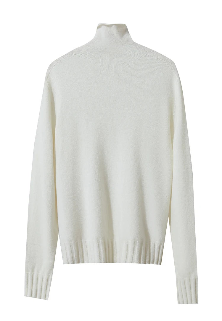 Damen-Rollkragenpullover 100 % Wolle locker Herbst-Winter