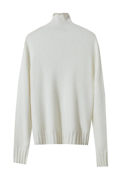 Damen-Rollkragenpullover 100 % Wolle locker Herbst-Winter