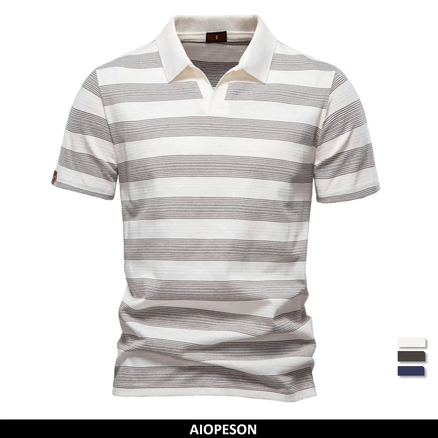 Herren Poloshirt Gestreift Mit V Ausschnitt Und Atmungsaktiver Sommer Passform