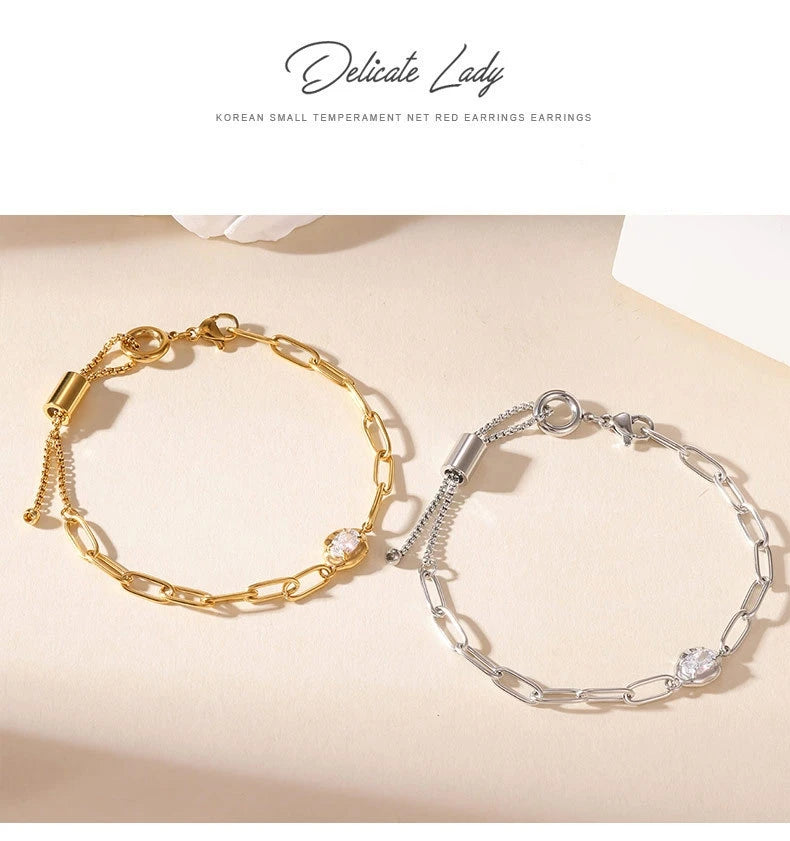 Damen-Kettenarmband mit Zirkonia in Birnenform