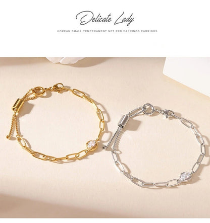 Damen-Kettenarmband mit Zirkonia in Birnenform