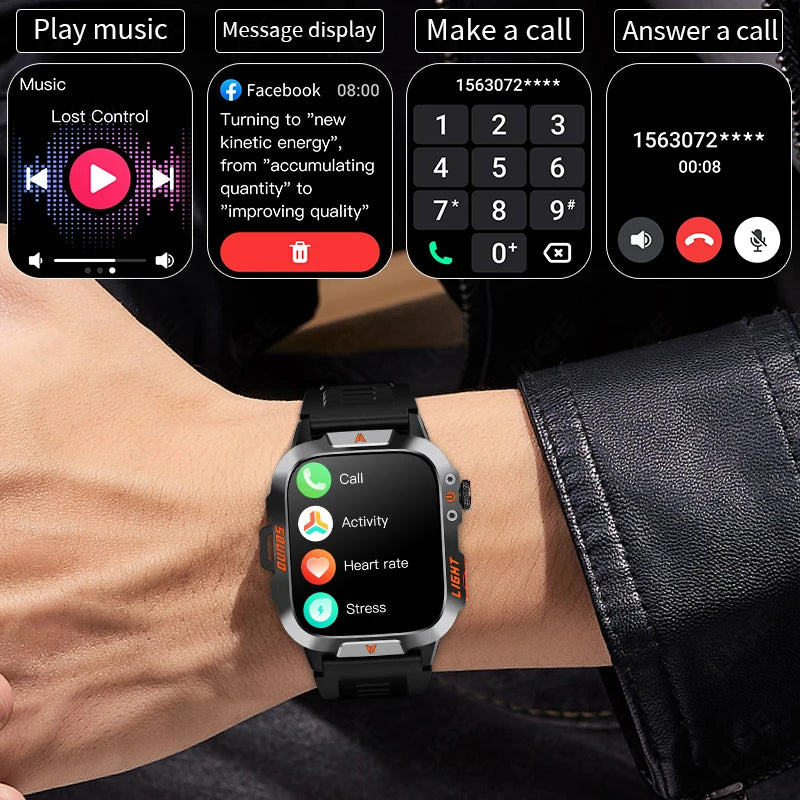 LIGE 2025 Neue LED Taschenlampe Smart Uhr Männer 420 mAh Batterie Wasserdichte Outdoor Sport Bluetooth Anruf Smartwatch Für Android IOS