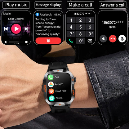 LIGE 2025 Neue LED Taschenlampe Smart Uhr Männer 420 mAh Batterie Wasserdichte Outdoor Sport Bluetooth Anruf Smartwatch Für Android IOS