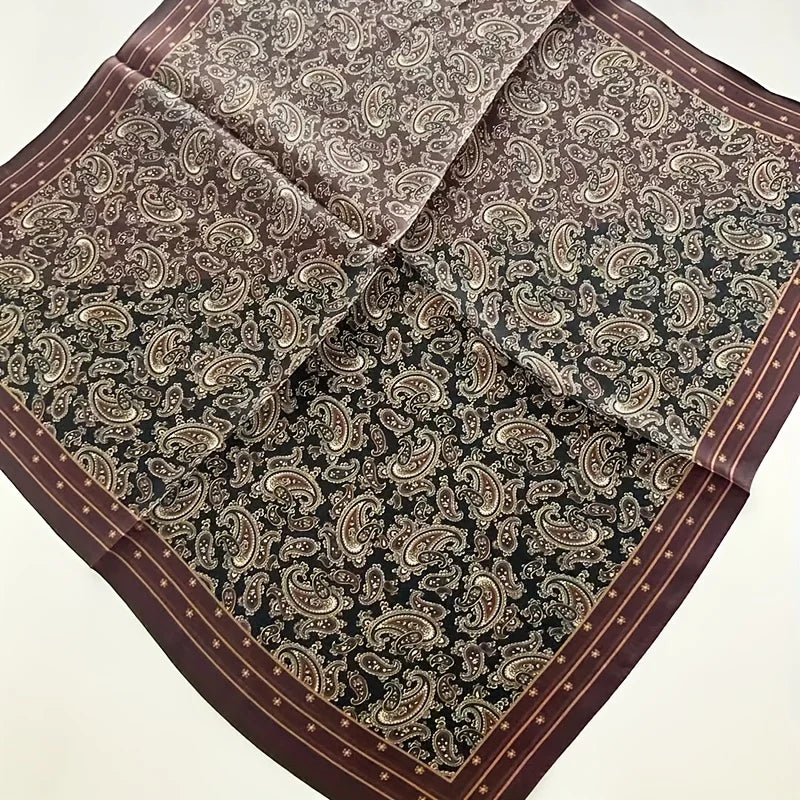 Damen Maulbeerseide Schal kariert quadratisch Halstuch Hijab Bandana bedruckt D