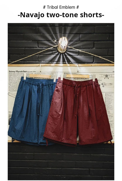 Herren Cargo-Shorts mit besticktem Navajo-Muster und elastischen Taillentaschen