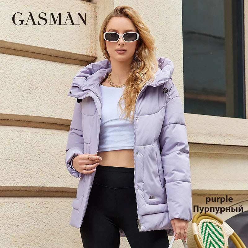 Langer Damen-Wintermantel mit Gürtel und Stehkragen – hochwertige Parka-Jacke für kalte Tage