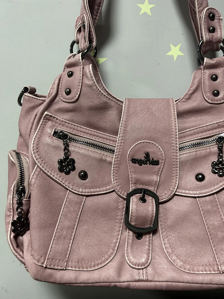 Damen-Schultertasche Mit Mehrfachen Fächern Aus PU Leder Im Vintage-Look Für Alltag