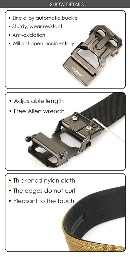 VATLY Rigid Hosen-Gürtel Herren Zinklegierung Automatik-Schnalle Tactical Jagd