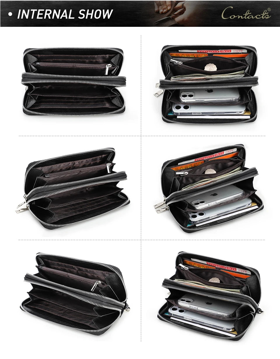 Herren Echtleder Clutch Vintage Business Geldbörse Kartenhalter Reise Büro Geschenk
