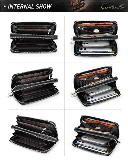 Herren Echtleder Clutch Vintage Business Geldbörse Kartenhalter Reise Büro Geschenk