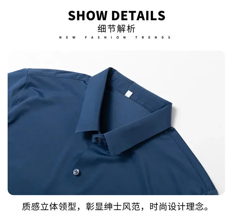 Herren-Hemd mit Vier-Wege-Stretch, Farbblock-Diamantmuster und Knopfleiste – ideal für Business-Casual und formelle Anlässe.