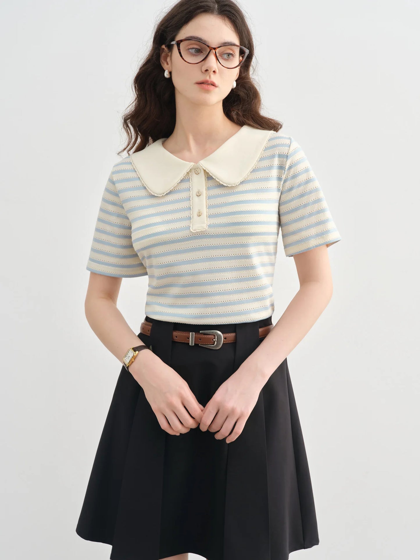Poloshirt mit Knopfleiste und Farbblock-Design