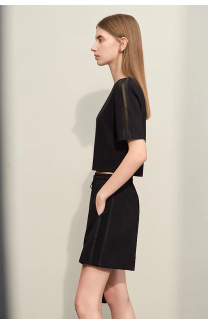 Damen Shorts im lässigen Stil mit Aushöhlung und elastischer Taille