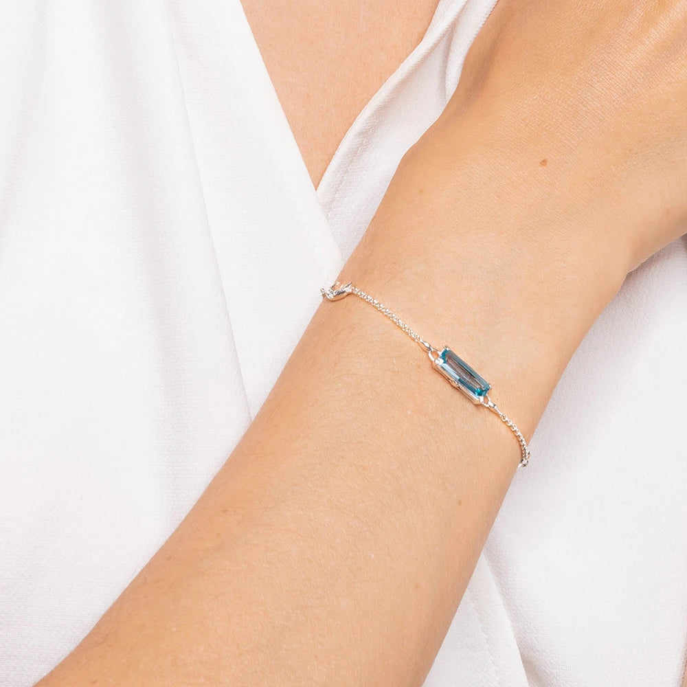 Damen-Armband Mond Stern blauer Stein aus Sterlingsilber